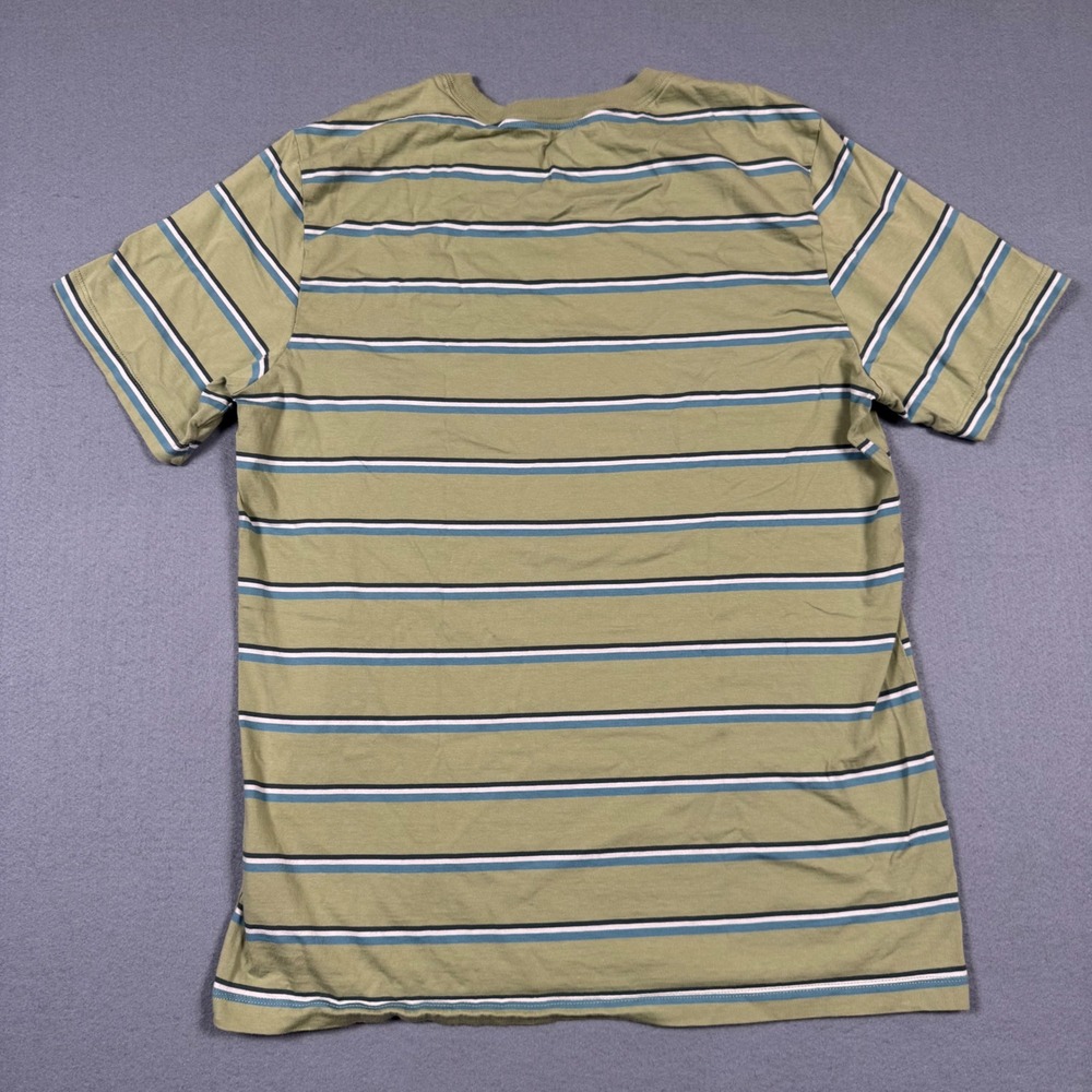 Nike Mens Striped T-Shirt Sage Green Blue White Embroidered Logo Size Large - Picture 2 of 11